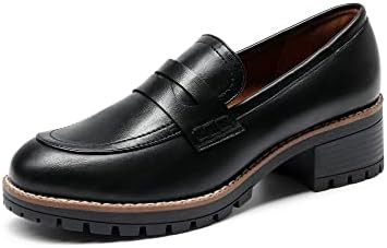 DREAM PAIRS Women's Platform Chunky Heeled Loafers, Womens Business Casual Shoes | Amazon (US)
