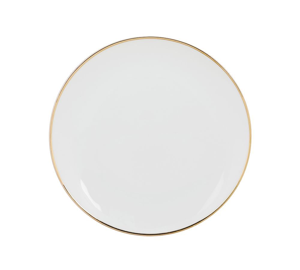 Metallic Rim Coupe Porcelain Appetizer Plates, Set of 6 - Gold | Pottery Barn (US)