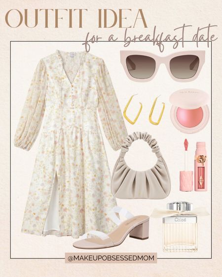 Fall into style with this chic outfit idea for a breakfast date! This floral long-sleeve midi dress is a must-have for your picnics and brunch dates! 
#midlifefashion #womenover50 #modestlook #springcasualstyle

#LTKbeauty #LTKitbag #LTKstyletip