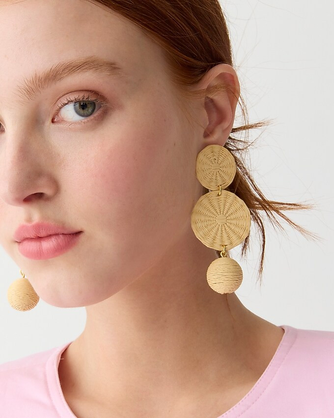 Triple-drop raffia earrings | J. Crew US