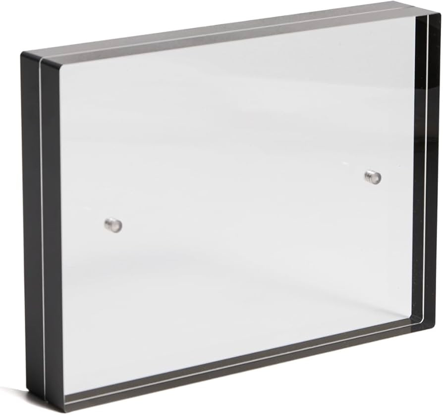 TIZO Design 4x6 Thick Lucite Block Picture Frame, Boutique Quality Photo Frame (Black Border) | Amazon (US)