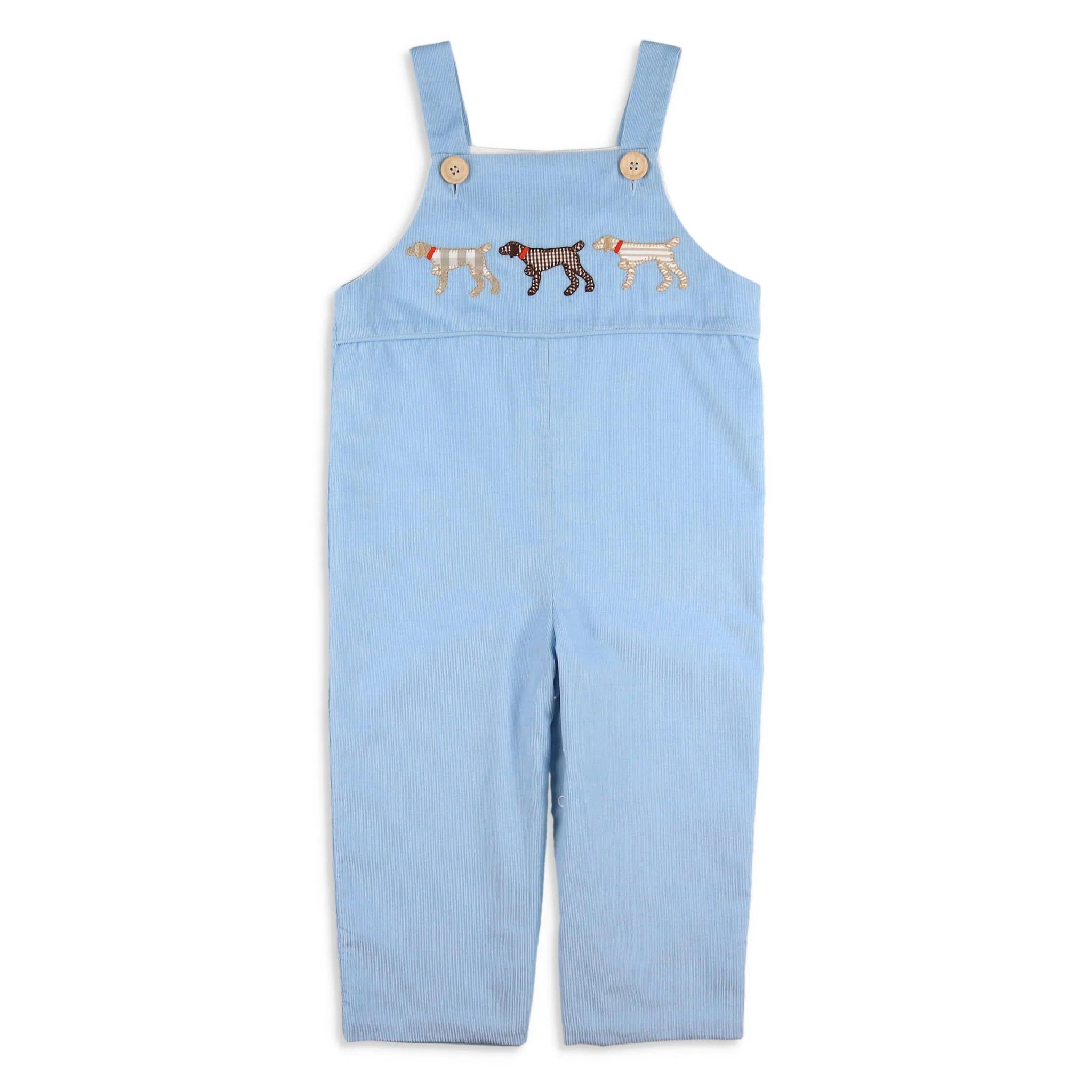 Boys Applique Sky Cord Overalls - Pointer - Shrimp and Grits Kids | Shrimp and Grits Kids