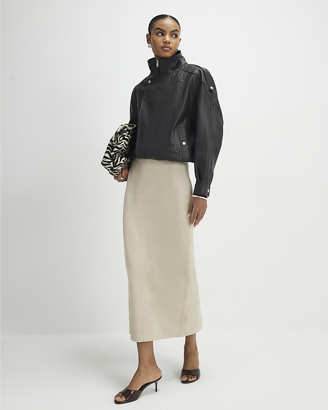 Cream Suede Seam Detail Maxi Skirt | River Island UK & IE