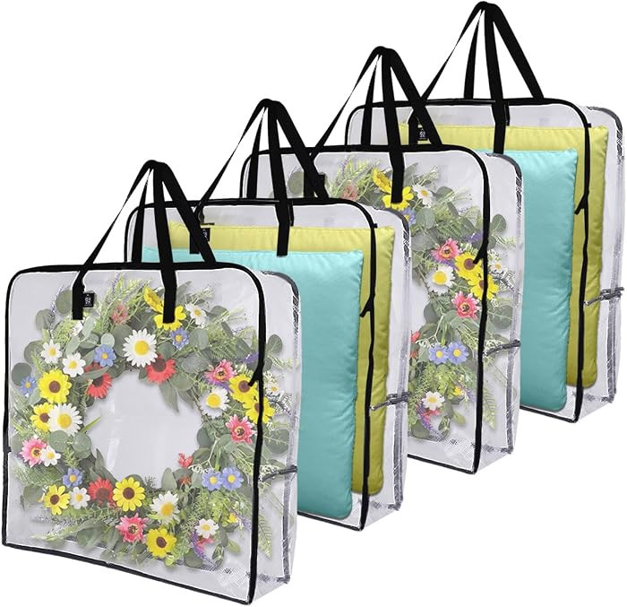 VENO 4 Pack Summer Wreath Storage Bag, Spring, Christmas Decoration Garland Container, 30 Inch Cl... | Amazon (US)