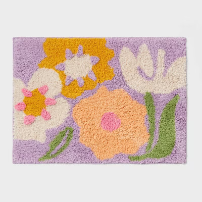 17"x24" Easter Floral Bath Rug Purple - Threshold™ | Target