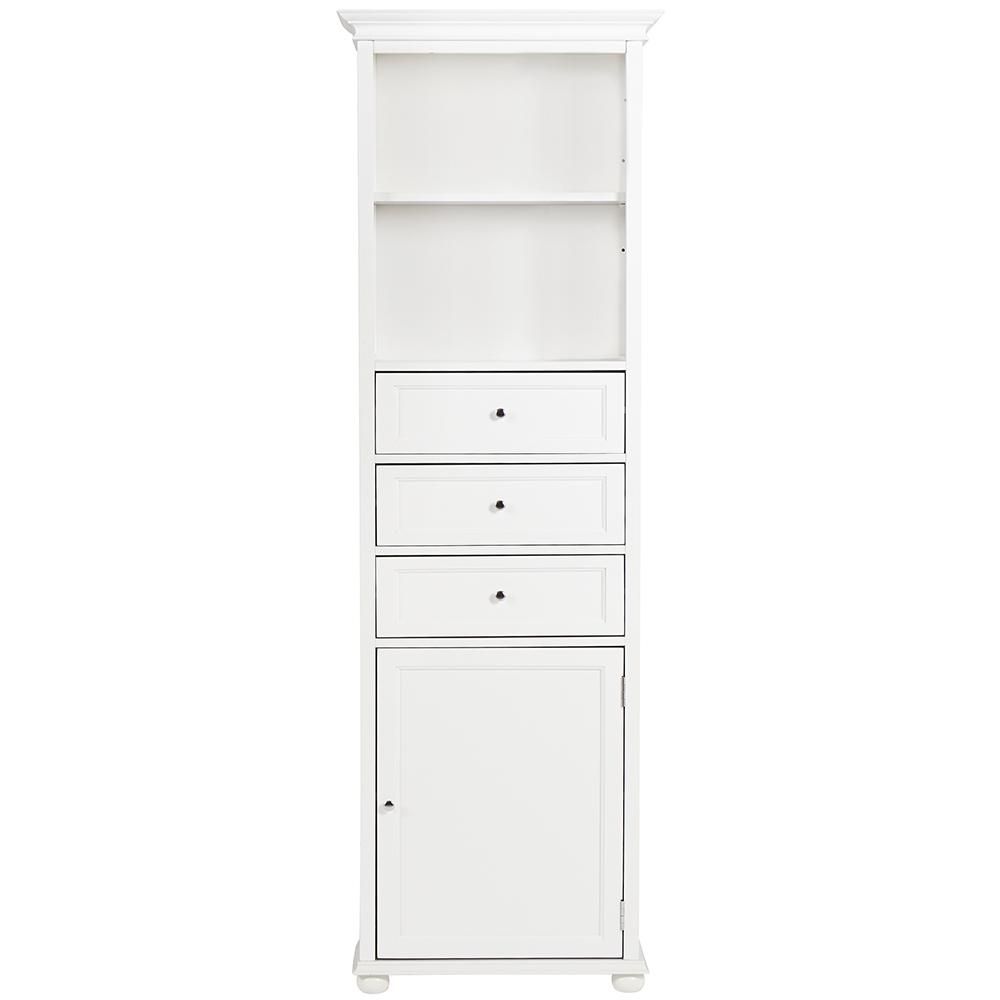 Hampton Harbor 22 in. W x 10 in. D x 67-1/2 in. H Linen Cabinet in White | The Home Depot