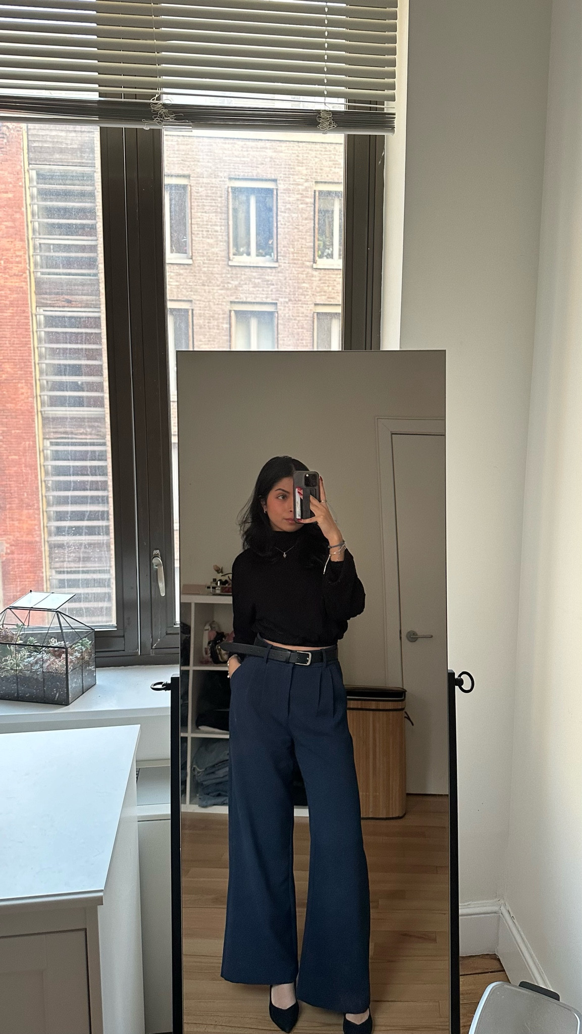 business casual outfit | navy trousers, black turtleneckk

#LTKworkwear #LTKstyletip