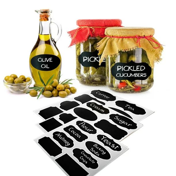 KIQ Chalkboard Labels Stickers Bundle for Organizing Labeling Jars Bottles Food Containers Tupper... | Walmart (US)