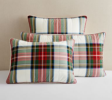 Stewart Plaid Cotton Sherpa Comforter Sham | Pottery Barn (US)