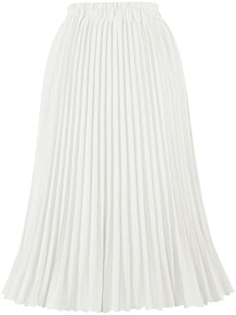 Women's Pleated Skirts High Elastic Waist A-Line Swing Skirt Midi Length | Amazon (US)