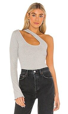 Lovers and Friends One Sleeve Cutout Top in Heather Grey from Revolve.com | Revolve Clothing (Global)