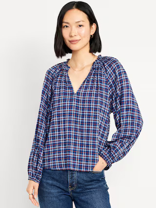 Ruffled Split-Neck Top | Old Navy (US)