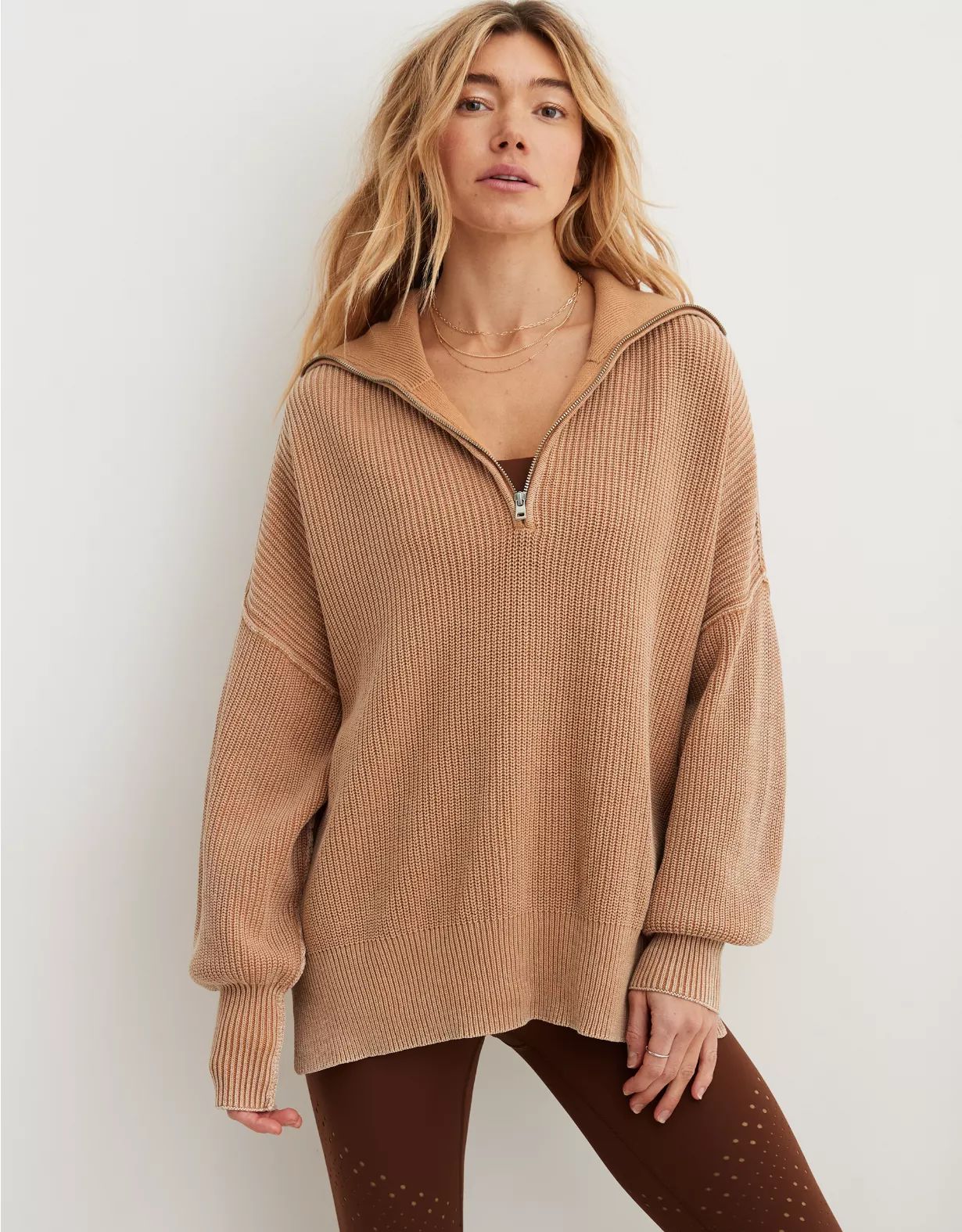 Aerie Beyond Quarter Zip Sweater | Aerie