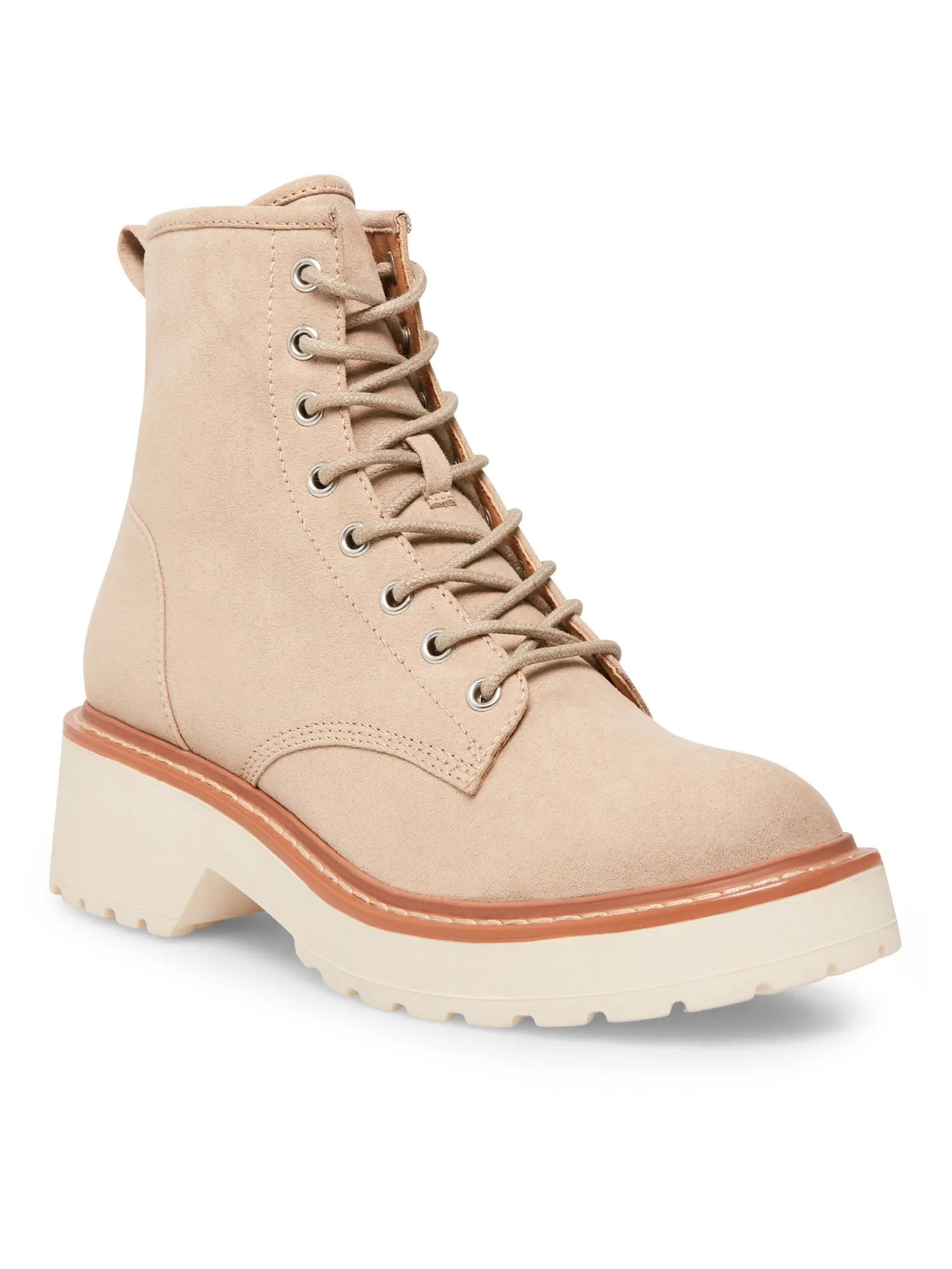 MADDEN GIRL Womens Beige Eyelet Lug Sole Carra Round Toe Block Heel Lace-Up Combat Boots 10 M - W... | Walmart (US)