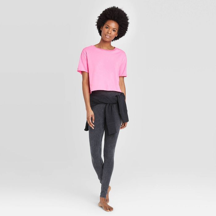 Women's Cropped Lounge T-Shirt - Colsie™ Pink | Target