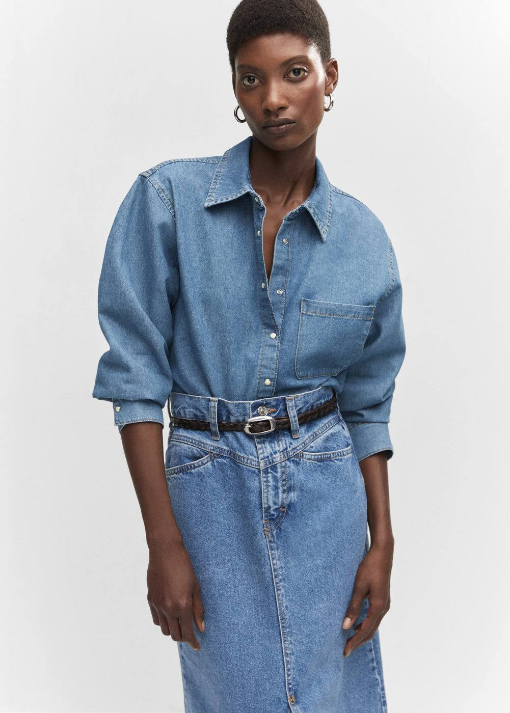 Pocket denim shirt -  Women | Mango USA | MANGO (US)