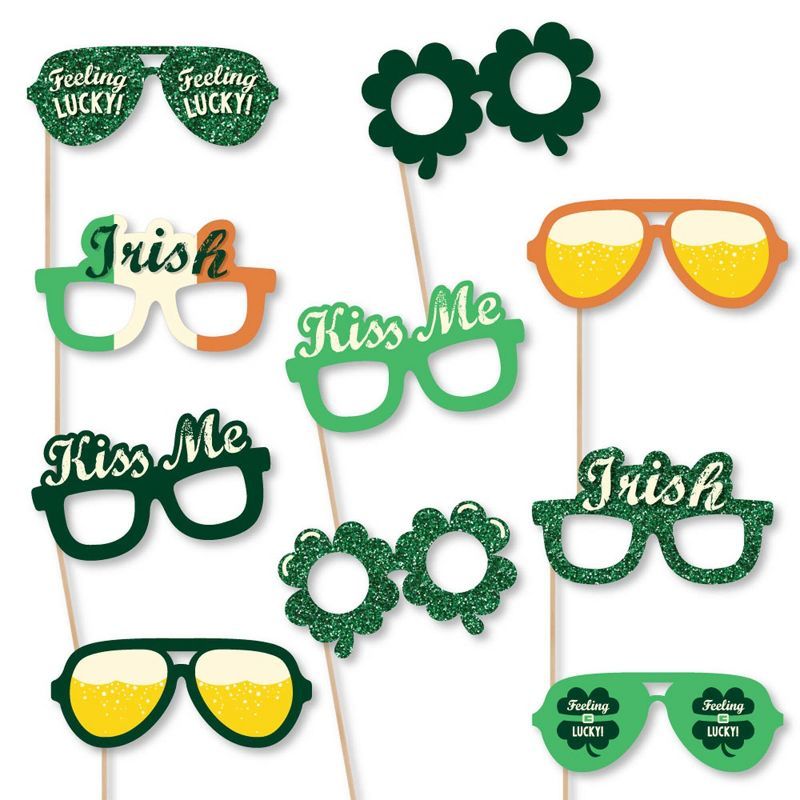 Big Dot of Happiness St. Patrick's Day Glasses - Paper Card Stock Saint Patty's Day Party Photo B... | Target