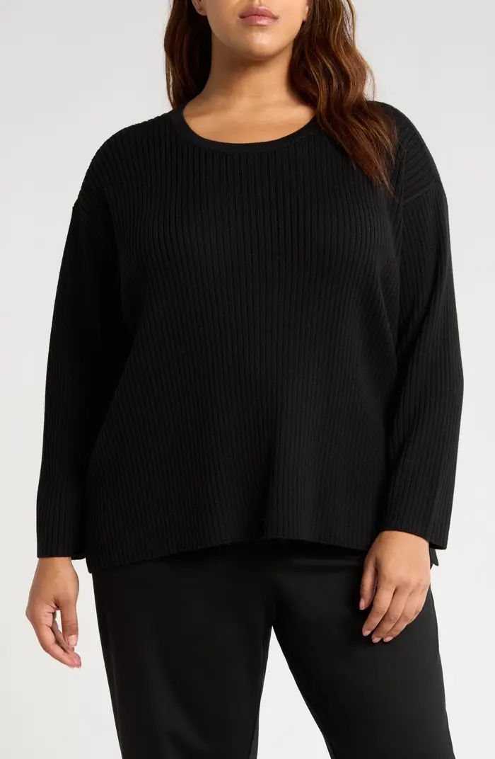 Eileen Fisher Merino Wool Rib Crewneck Sweater | Nordstrom | Nordstrom