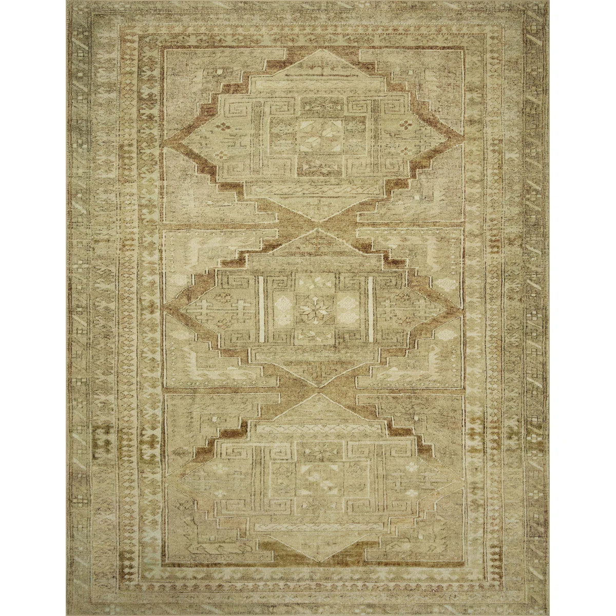 Magnolia Home By Joanna Gaines X Loloi Sinclair Machine Washable Khaki / Tobacco Area Rug | Wayfair North America