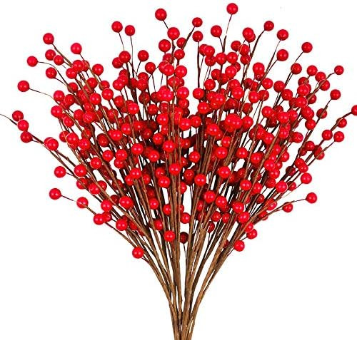 WsCrofts 12Pcs Artificial Red Berries Stems, 13.5" Waterproof Burgundy Berry Branches for Home Ho... | Amazon (US)