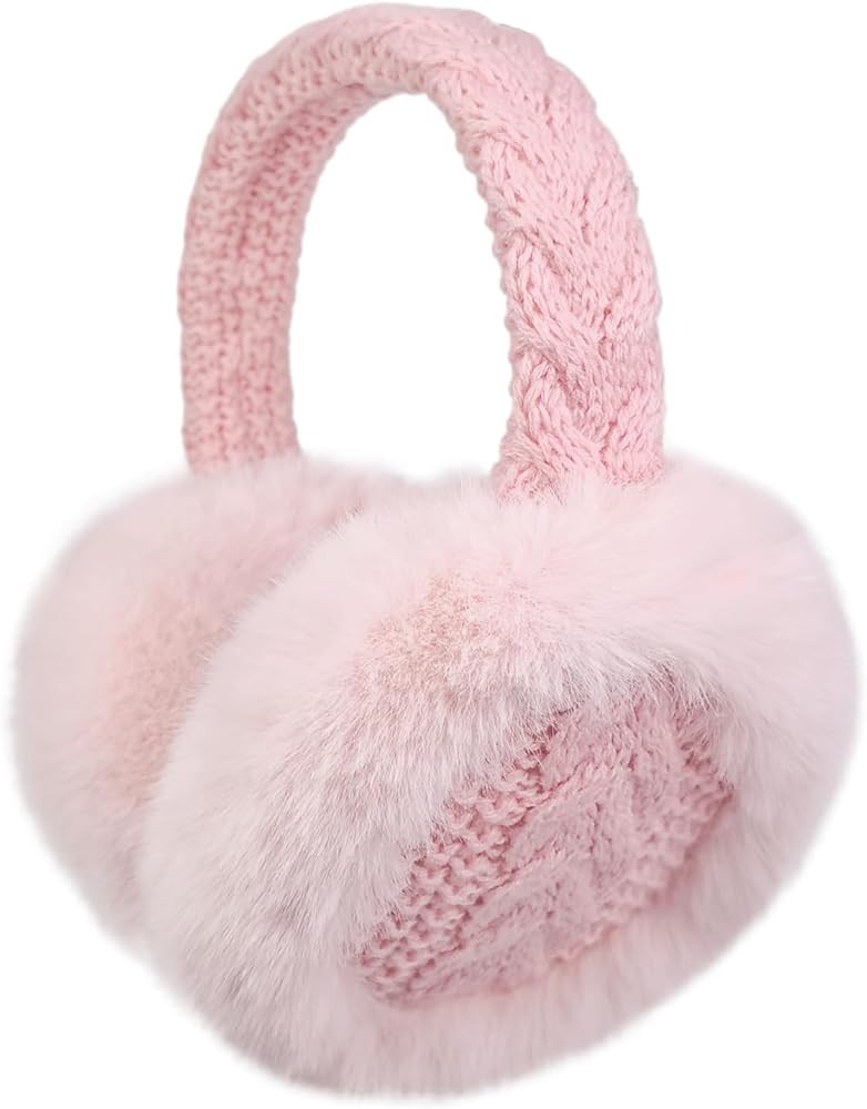 LCXSHYE Winter Women Ear Muffs Warm Knit Ear Warmers Girls Foldable Fuzzy Thick Earmuffs for Outd... | Amazon (US)