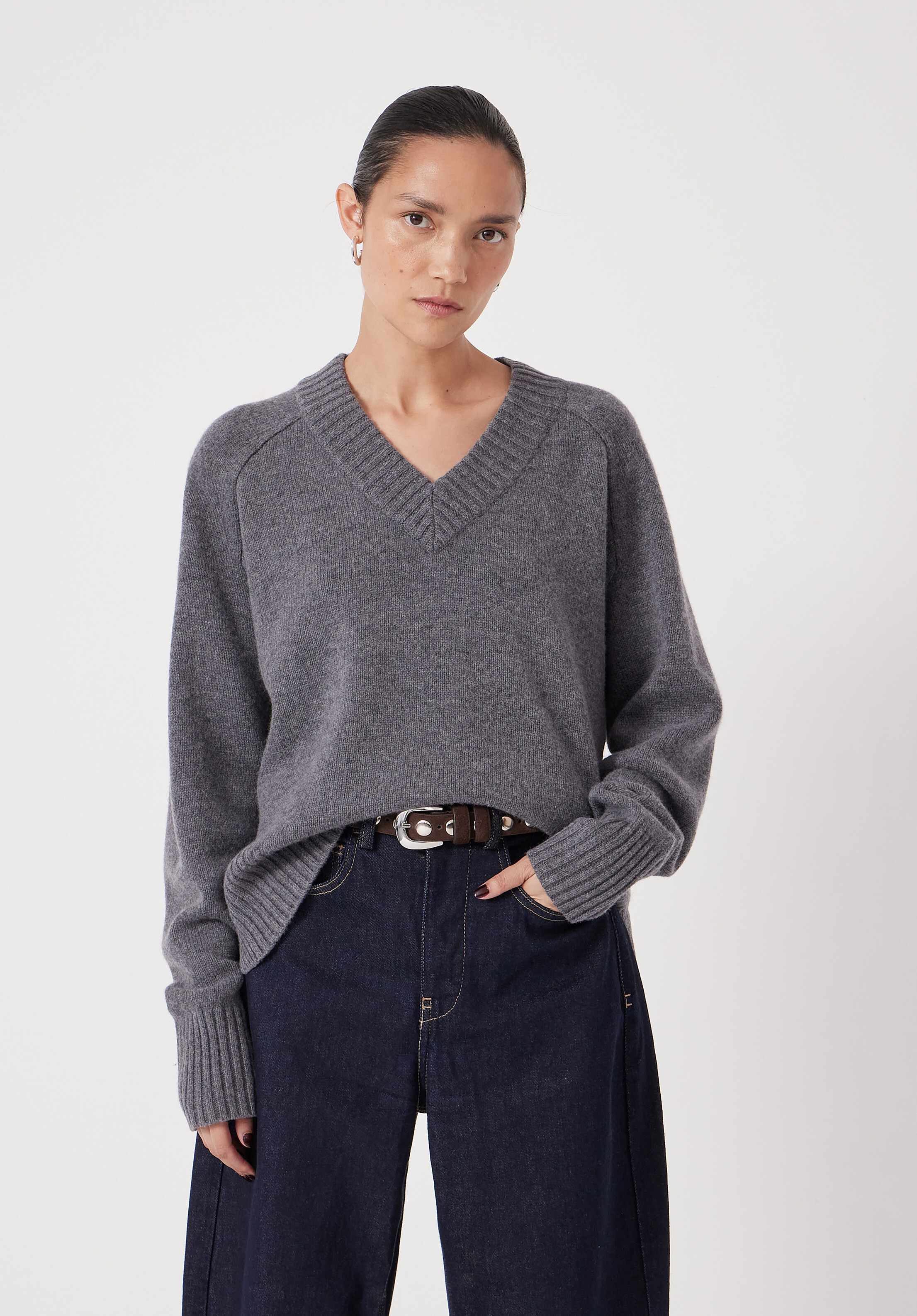 Erica Merino Wool V Neck Jumper | Hush UK