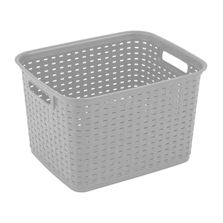 Sterilite 12736A06 Tall Weave Basket, 1.8 cu-ft Capacity, Plastic, Cement, Rectangle | Walmart (US)