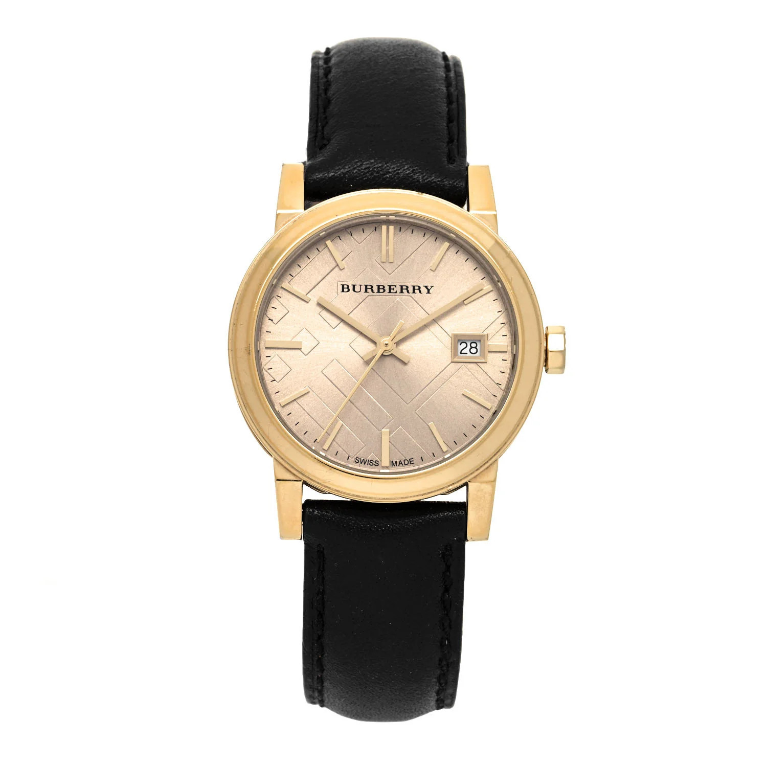 BURBERRY Stainless Steel Calfskin 34mm BU9142 The City Quartz Watch Black | FASHIONPHILE | Fashionphile