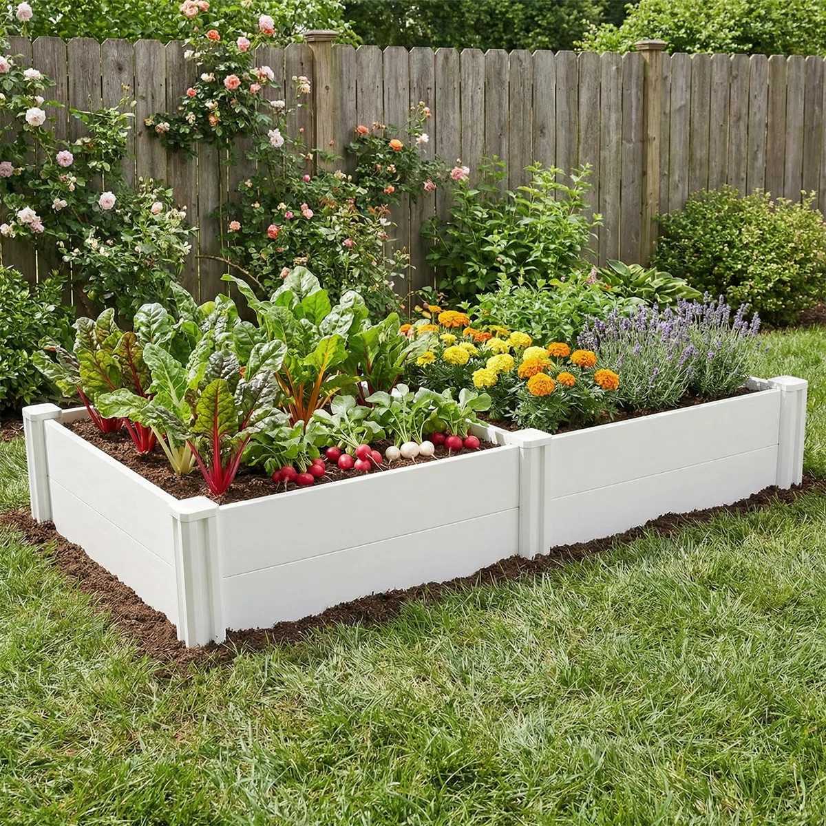 White PVC Rectangular Outdoor Raised Garden Bed | Wayfair North America