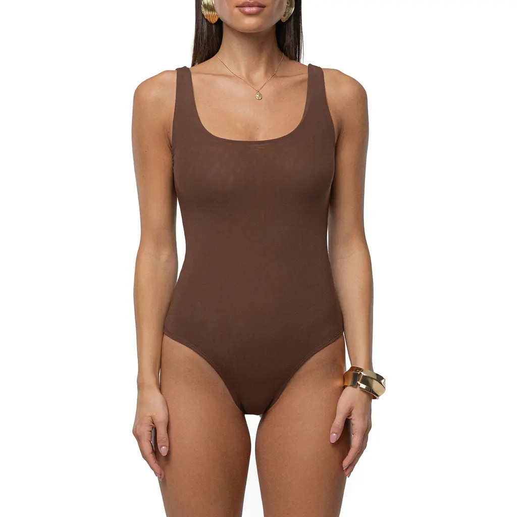JLUXLABEL Tank Bodysuit in Brown at Nordstrom, Size Small | Nordstrom