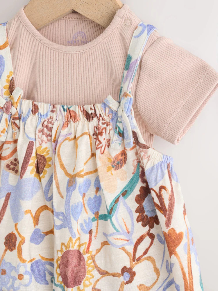 Purple Floral Baby Jersey Dungarees and Bodysuits Set 2 Piece (0mths-3yrs) | Next US