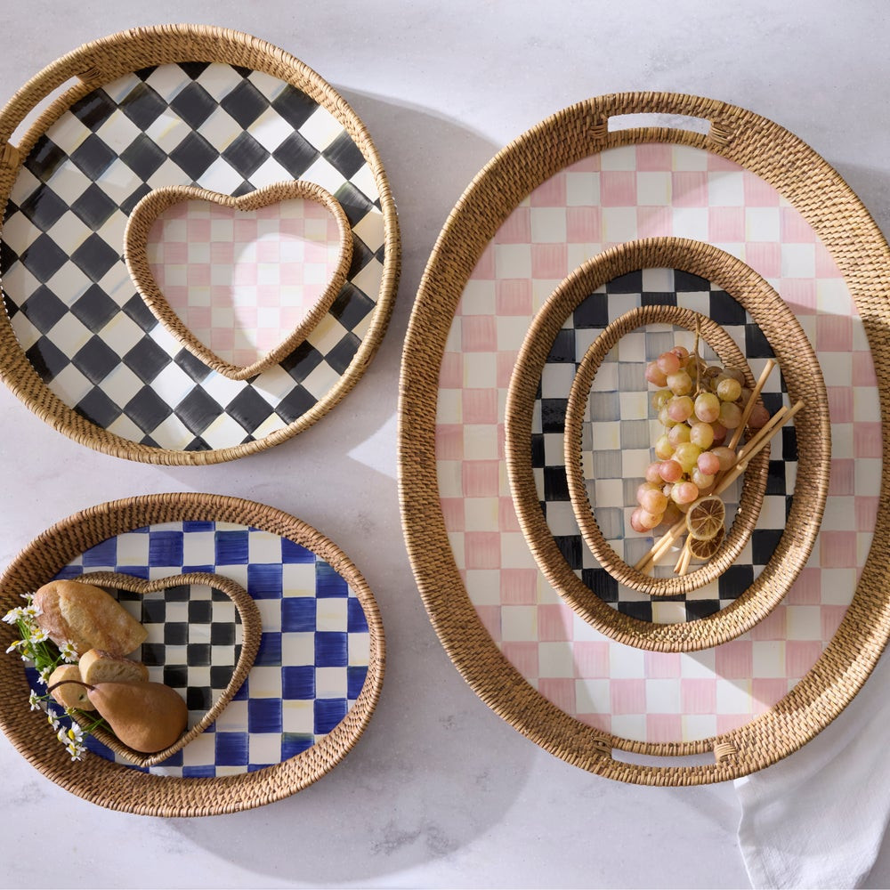 Check Enamel & Rattan Tray | MacKenzie-Childs