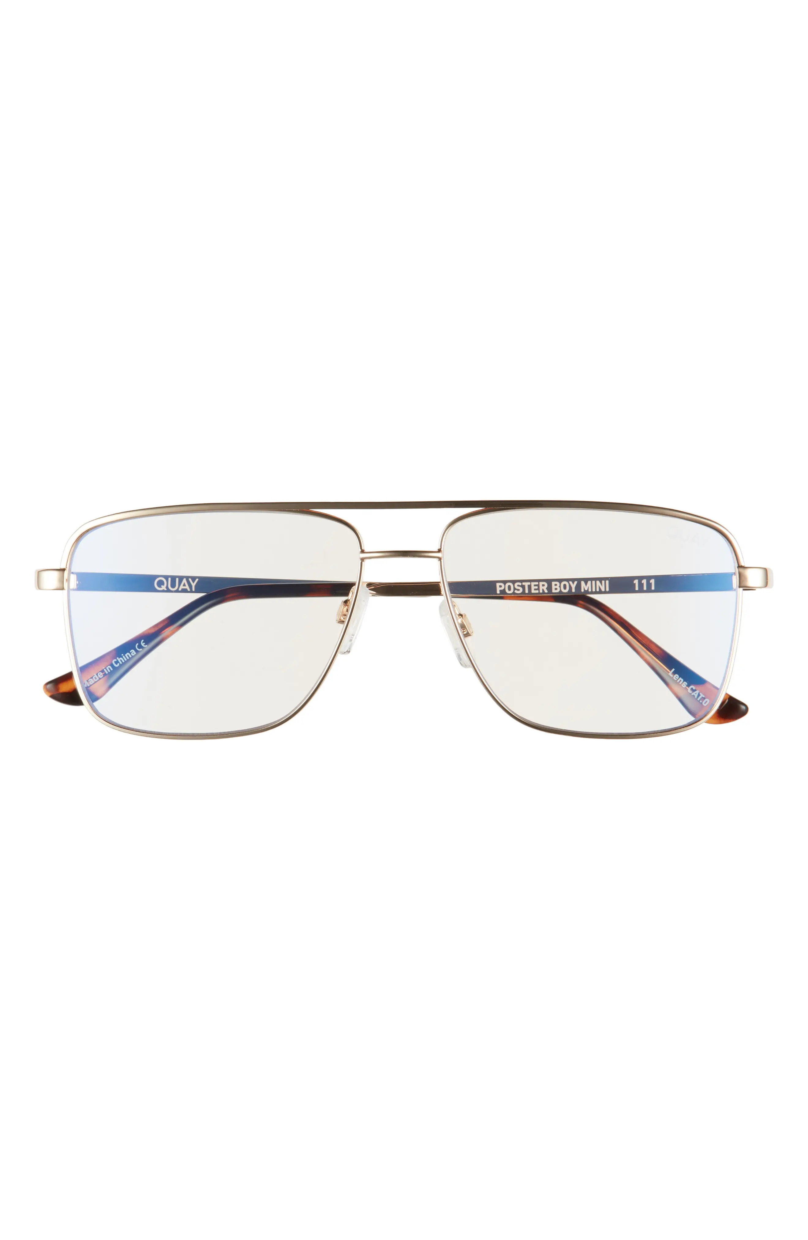 Quay Australia Poster Boy Mini 56mm Optical Glasses - Gold/ Clear | Nordstrom