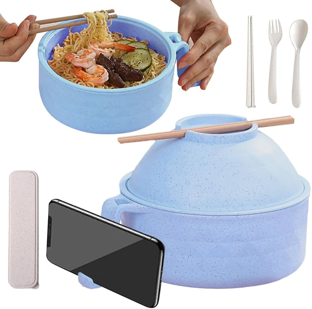 Microwave Ramen Bowl with Strainer, 2025 New Ramen Noodles Bowl Set with Chopsticks, Spoon and Fo... | Amazon (US)