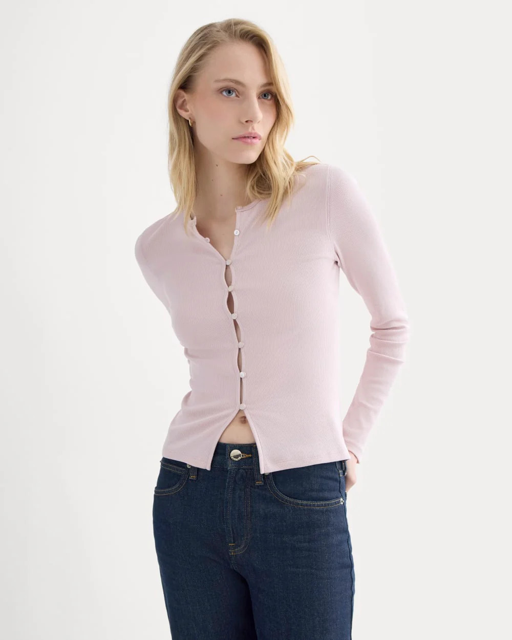 Luxe Rib Button-Up Top | Burnished Lilac | Everlane