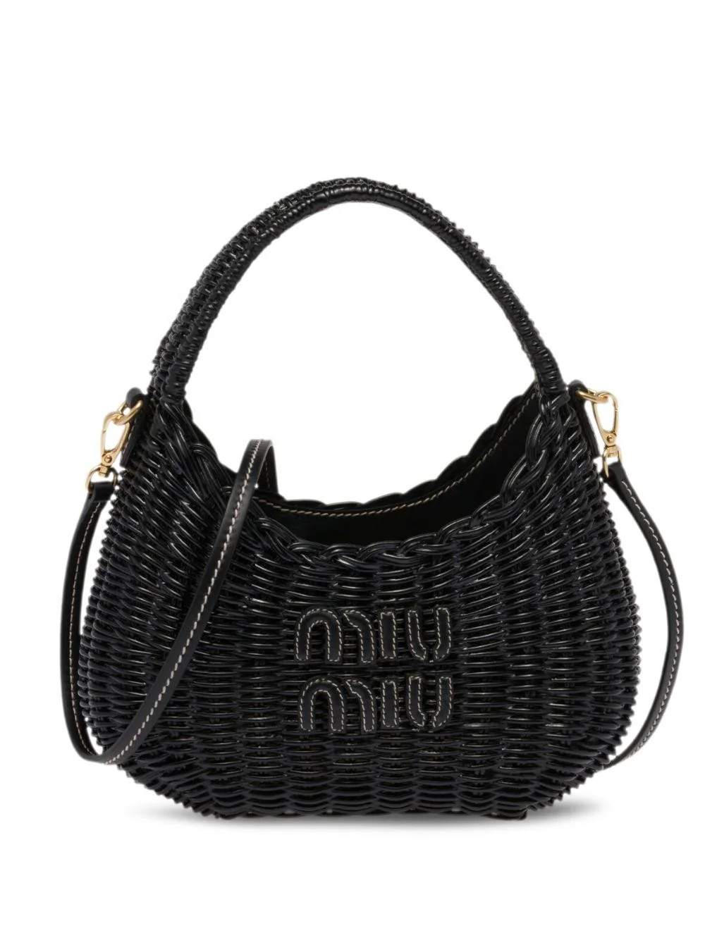 Miu Miu mini Wander wicker shoulder bag - Black | Farfetch Global