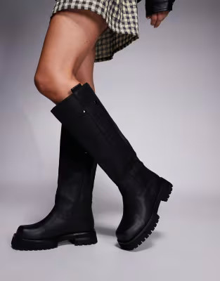 Simmi London Ronnie Wide Fit chunky knee boots in black | ASOS (Global)