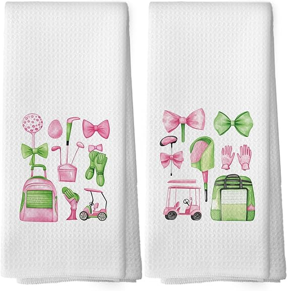 Coquette Golf Kitchen Towels - Trendy Golf Club Sports Dish Towels, Birthday Gifts for Golfer，P... | Amazon (US)