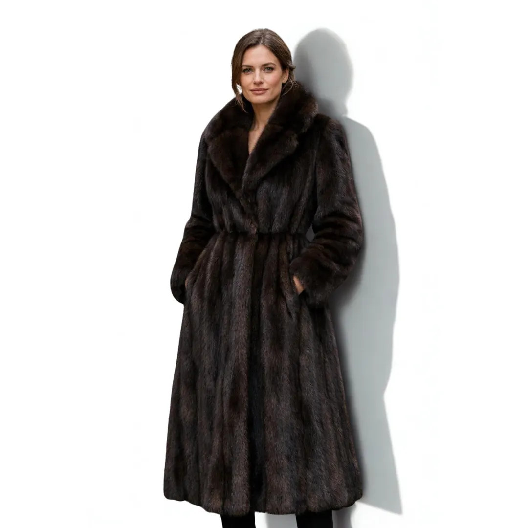 Handmade Real Mink Fur Coat for Women Dark Brown, Luxury Women's Outerwear - Etsy | Etsy (US)