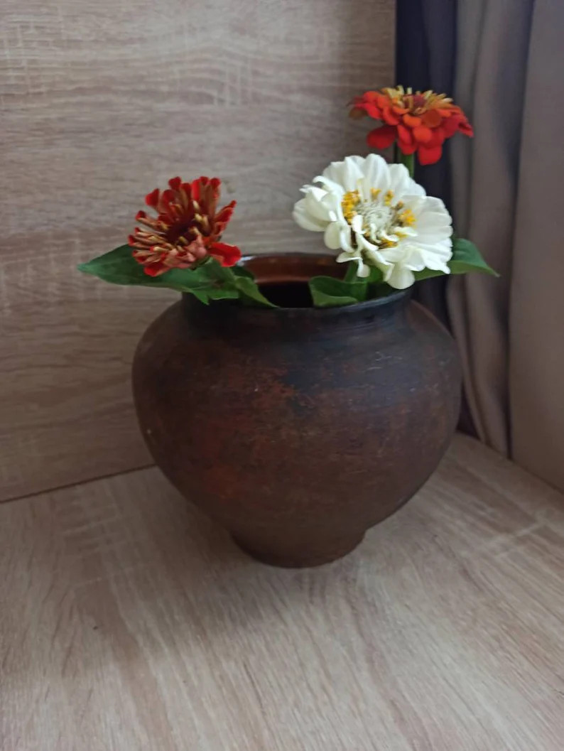 Black Vintage Clay Vessel Antique Clay Pot Rustic Ceramic | Etsy | Etsy (US)