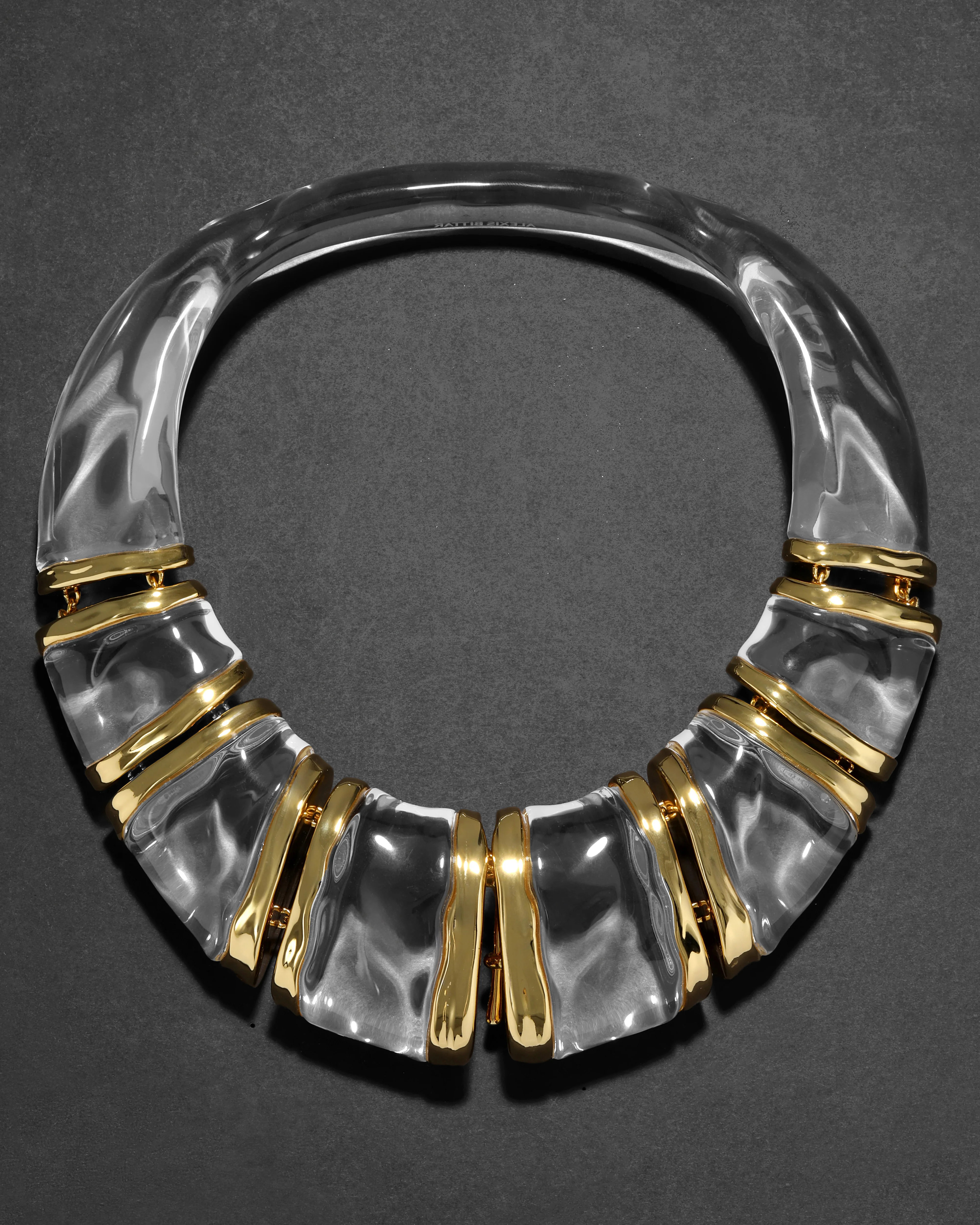 Liquid Lucite Gold Segmented Bib Large Statement Necklace | Alexis Bittar