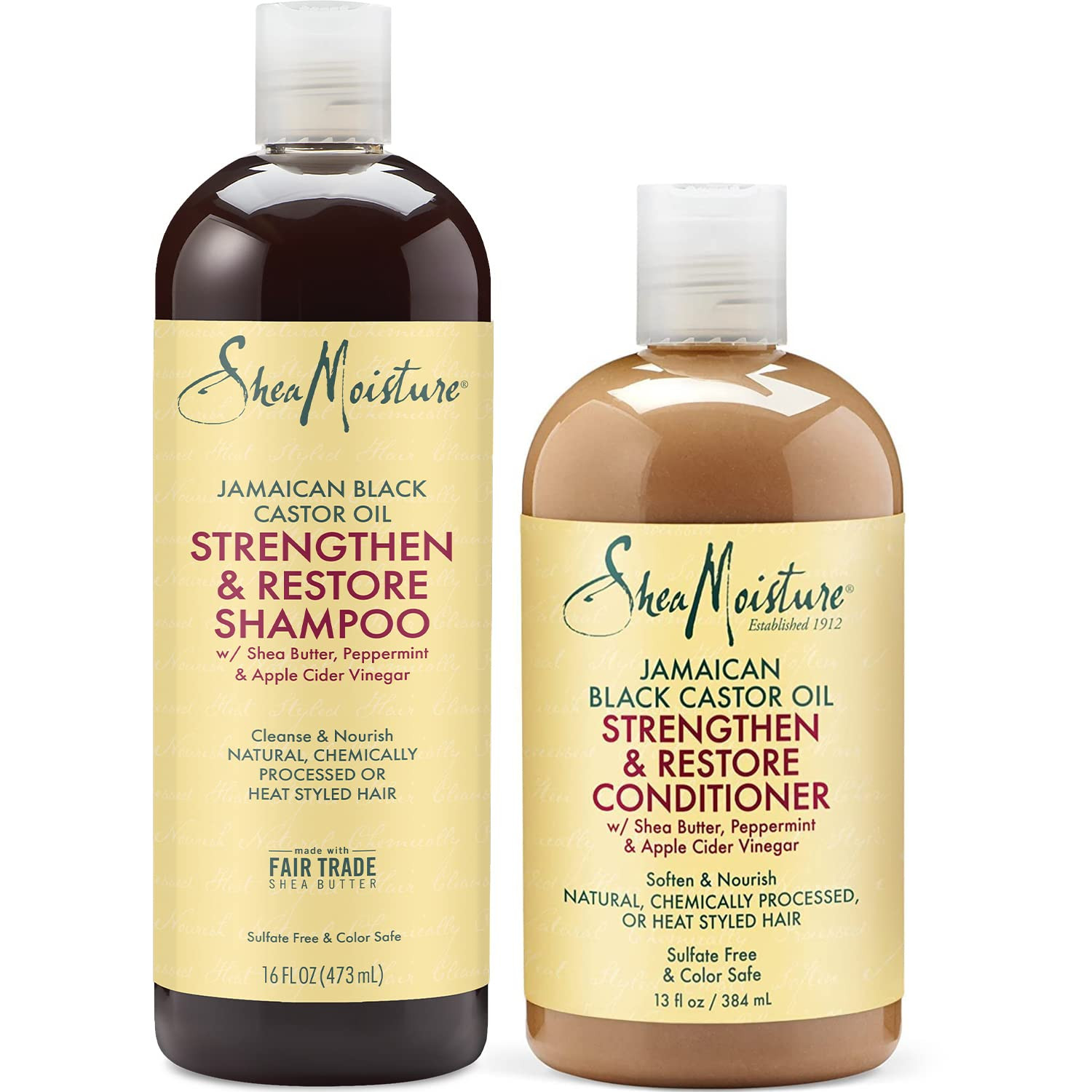 Shea Moisture Strengthen, Grow & Restore Shampoo and Conditioner Set, Jamaican Black Castor Oil Comb | Amazon (US)