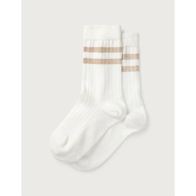 Organic Cotton Ribbed Stripe Socks | The White Company UK & ROW