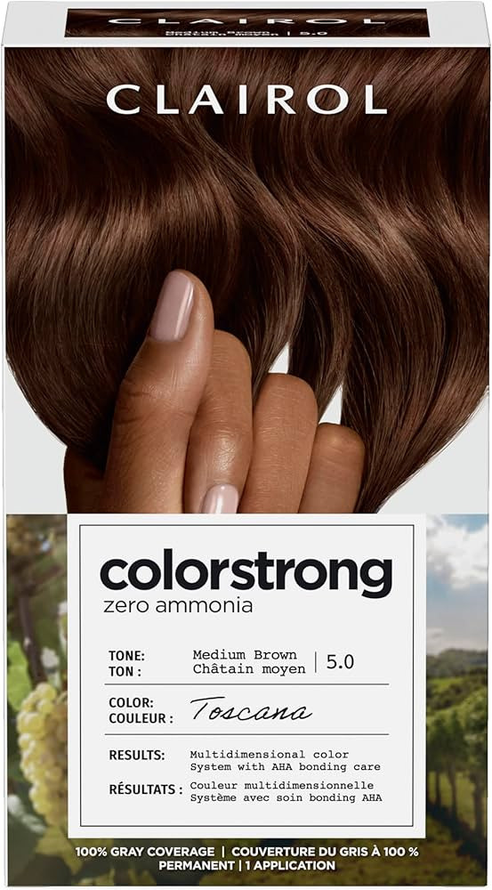 Clairol ColorStrong Permanent Zero Ammonia Hair Dye, 5.0 Medium Brown - Toscana Hair Color, Pack ... | Amazon (US)