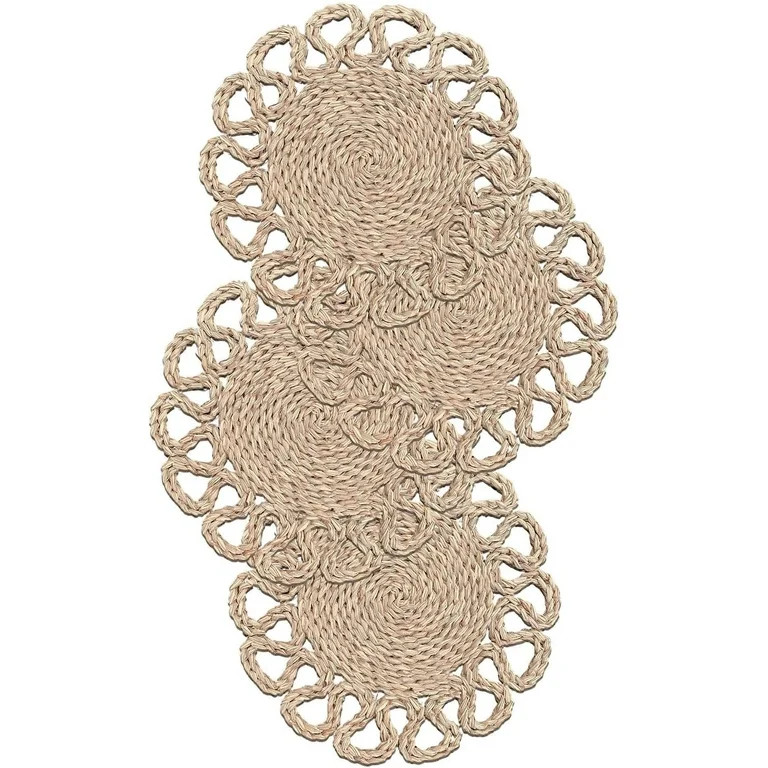 Laquedecraft 13.8" Round Rattan Seagrass Placemats | Farmhouse Spring Wicker Plate Chargers for C... | Walmart (US)