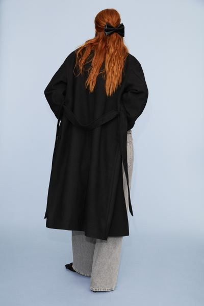 Double-breasted coat - Black - Ladies | H&M GB | H&M (UK, MY, IN, SG, PH, TW, HK)