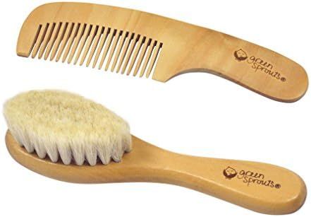 green sprouts Baby Brush & Comb Set | Gently grooms baby's hair | Made of natural wood and bristl... | Amazon (US)