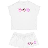 Pink Smiley Faces Women's Short Pajama Set, Face Pajamas, Happy Preppy Clothes, Face | Etsy (US)