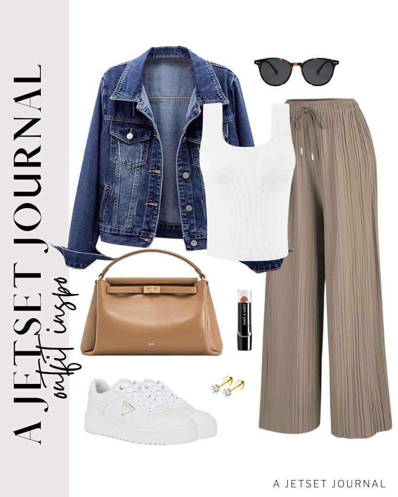 Another look I’m really fond of is this trio: a tank top, khaki wide-leg pants, and a distressed denim jacket in deep blue. These New Balance sneakers totally suit this outfit, too. I would love to wear this set during trips. 

 #LTKSeasonal #LTKSaleAlert #LTKTravel