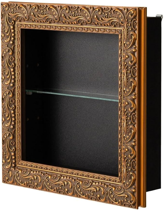 PaletteLife Rococo Style Shadow Box Wall Cabinet, Antique Gold Frame, Square Type, 11.8 x 11.8 (3... | Amazon (US)